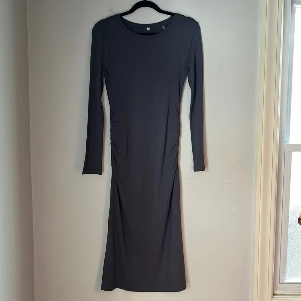 Margaret O'leary Long Sleeve Bodycon Maxi Dress in Grey Size Medium